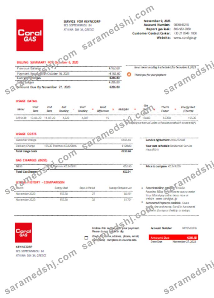 Coral Gas utility business bill SCR